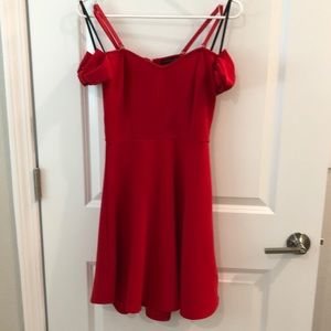 Red Material Girl Dress with Bow Sleeves, size S